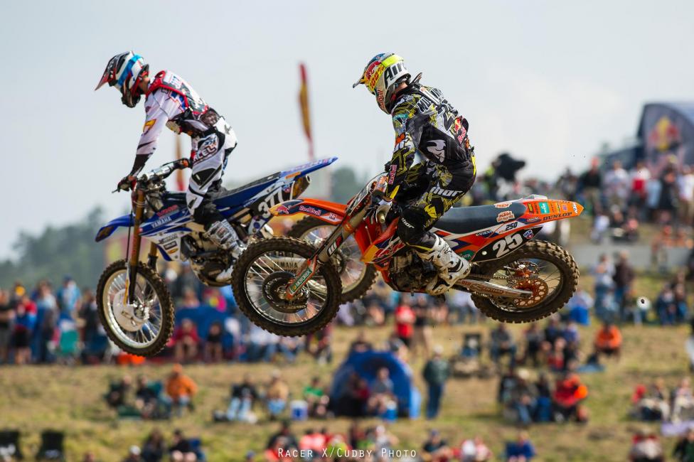 Musquin was all over Pourcel at the end of the second moto.