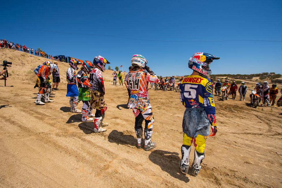 The pros wait their turn--incluing Dungey and Roczen, and GNCCer Stew Baylor. 