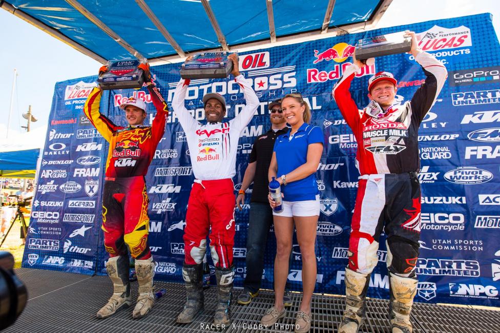 Ken Roczen (left), James Stewart and Trey Canard captured podium spots at High Point.  