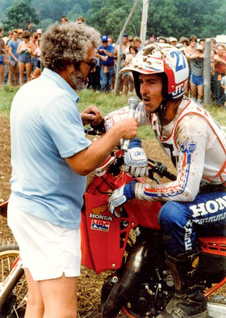 Bailey and a Unadilla mud mustache have a chat with Larry Maiers' perm.