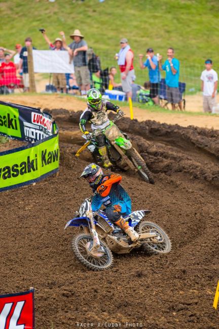 Martin and Baggett were this close down the stretch in both motos.