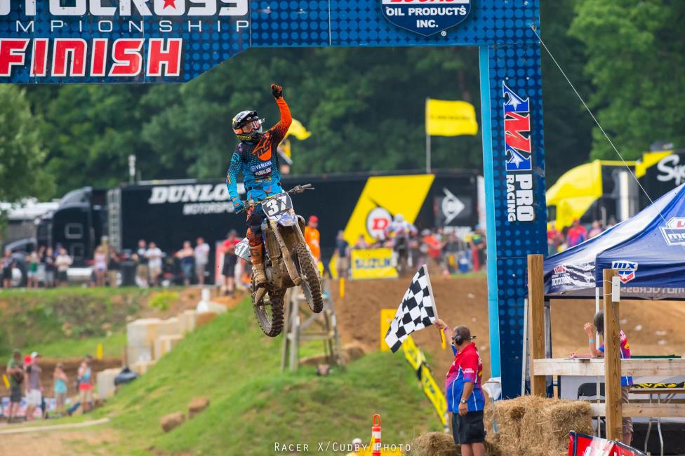 At last. Cooper Webb became the third overall winner in 250MX at Muddy Creek.  