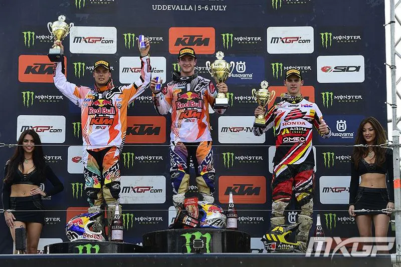 Tixier (left) and Gajser (right) made up the MX2 podium. 
