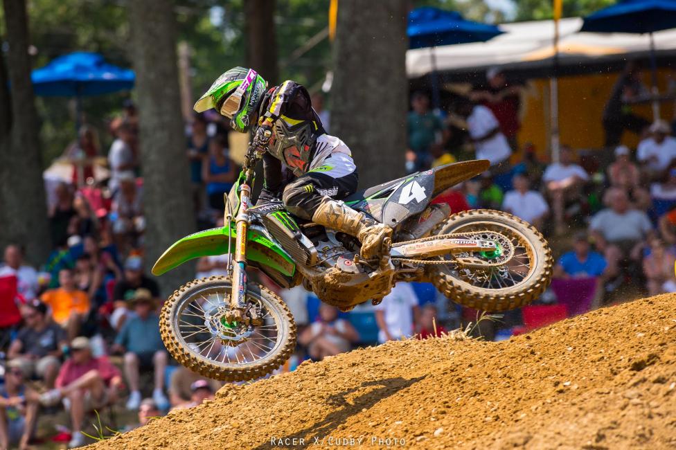 Baggett was back his old tricks in moto two. That's three straight wins at Budds Creek for him.