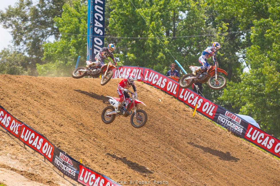 Yeah! Canard, Roczen and Dungey went at it early in moto 1. Roczen passed 'em both and tried to take off, but Dungey hung close.