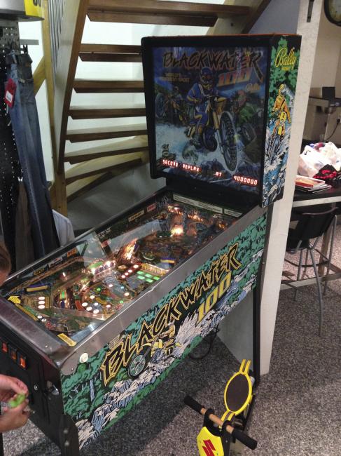 That’s a Blackwater 100 pinball machine, spotted in Finland.