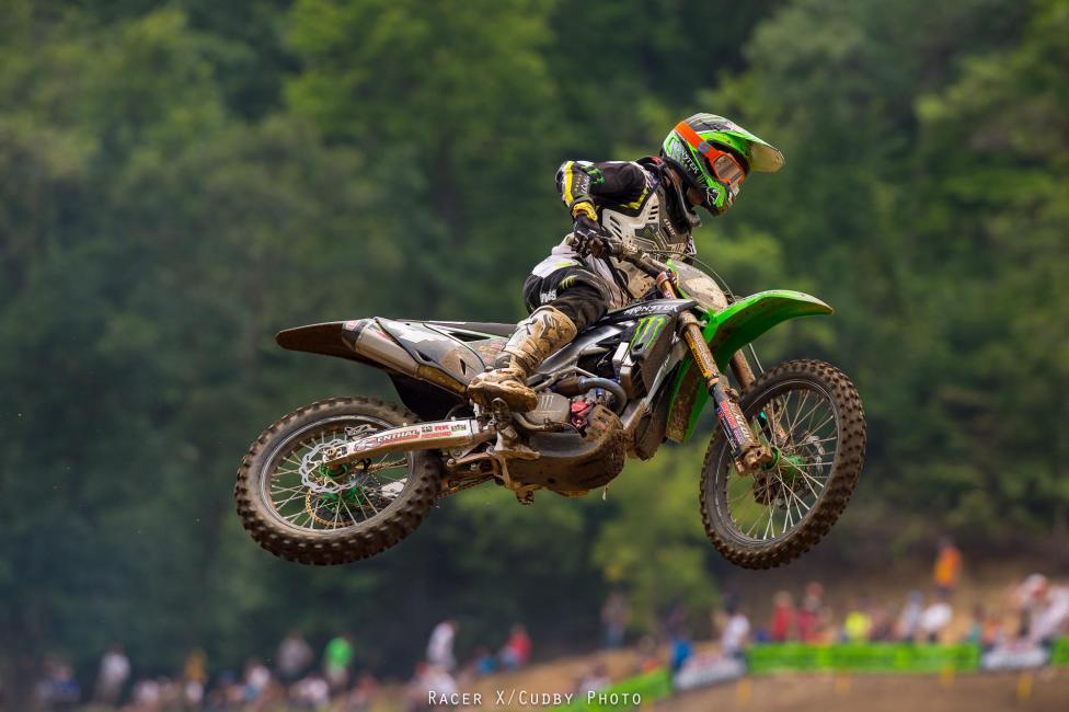 Blake Baggett jetted into the lead in moto two and looked set to check out until he crashed.