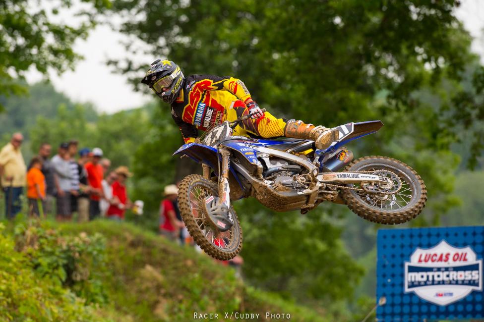 Cooper Webb crashed while trying to get into fifth in moto one, and came back for ninth. He was a man on a mission in moto two and came back for the win.