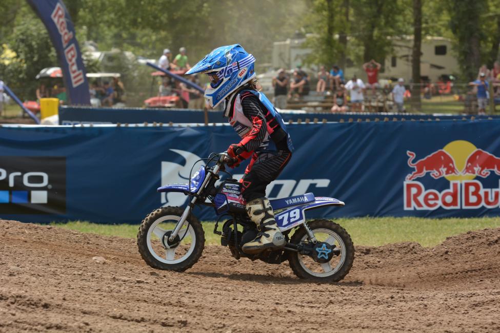 Lucas Amos led the small fries on his PW50. 