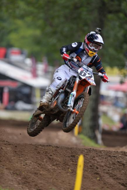 Mitchell Falk holds second in Super Mini 1 (12-15) after two motos.  
