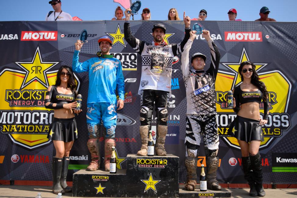 The MX2 overall podium in Canada.  