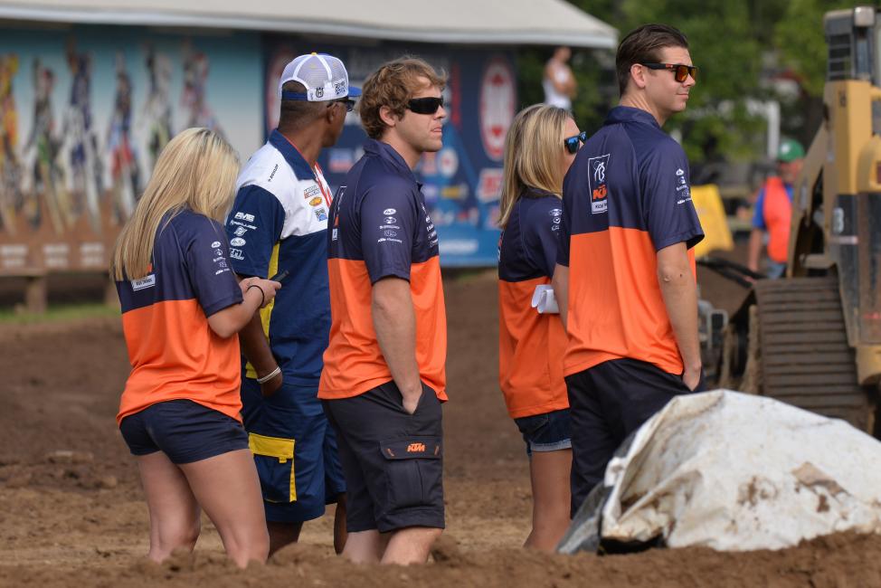 Lots of KTM people (and some Husqvarna employees, too) roaming the infield at Loretta's these days.