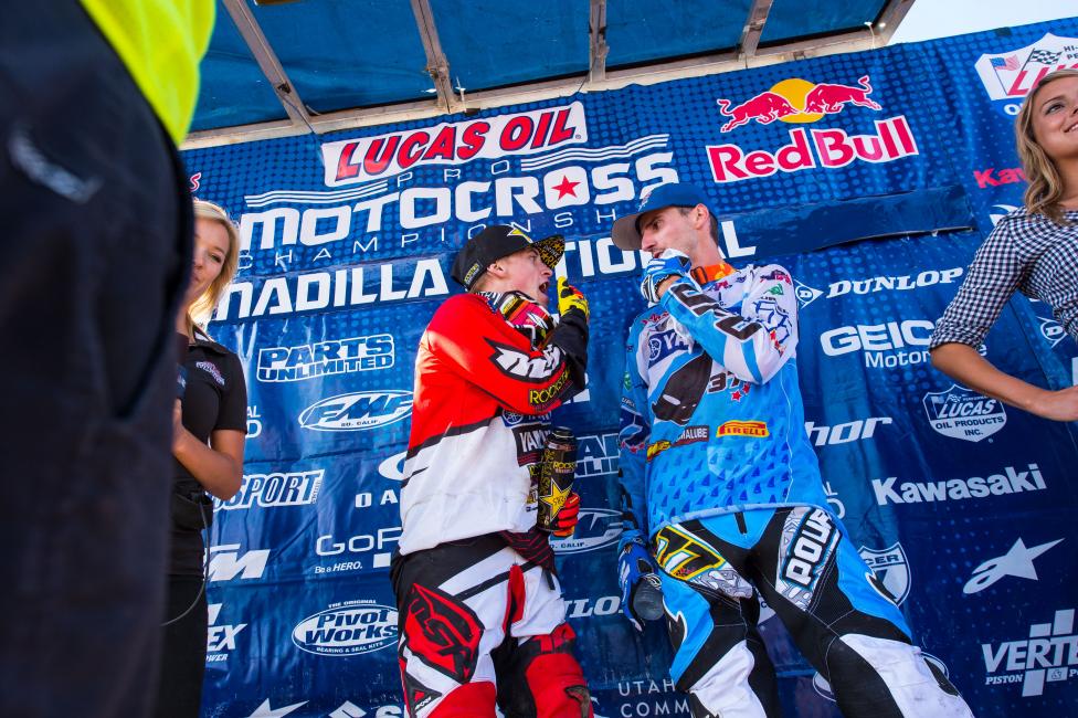 Jeremy Martin (left) and Pourcel talk line choices.  