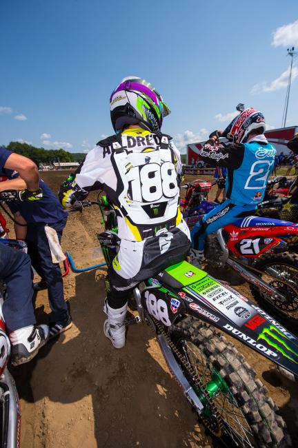Alldredge sits on the line getting ready for his first professional race at Unadilla on Saturday.  