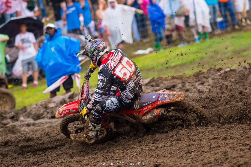 Nelson! He ripped the start and stayed clean from there to notch his first-ever moto win. Starts help in the mud, but Nelson says he's always been comfortable in the stuff.