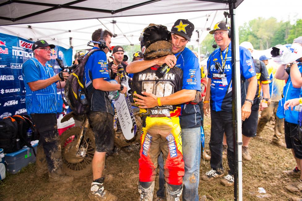 Martin celebrates with the Star Racing team.  