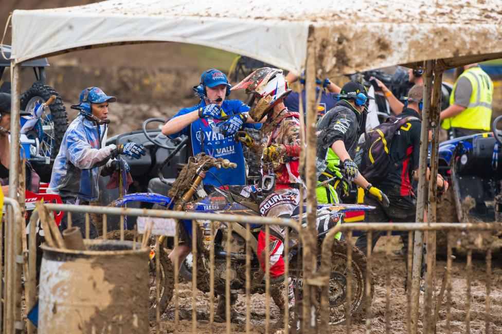 After pulling in for goggles early in the moto, Pourcel charged back to 9th. 