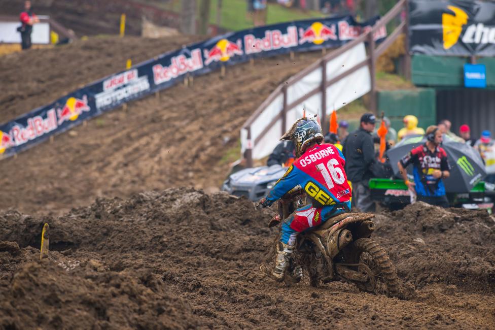 Zach Osborne and the GEICO Honda team struggled in the mud.  