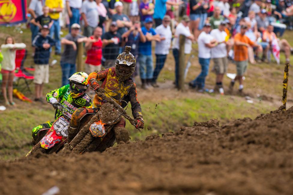 Jessy (50) and Joey battle for the lead at the Indiana National.  