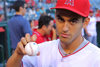 Bogle Throws Out First Pitch at Angels Game