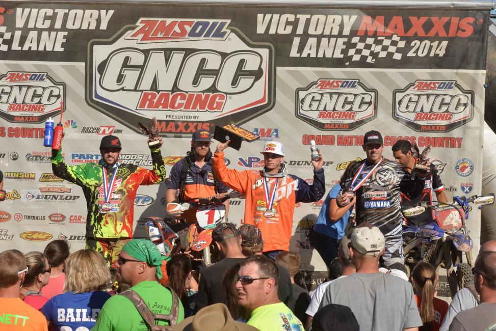 XC1 podium: (left) Thad DuVall, Kailub Russell, (right) Josh Strang