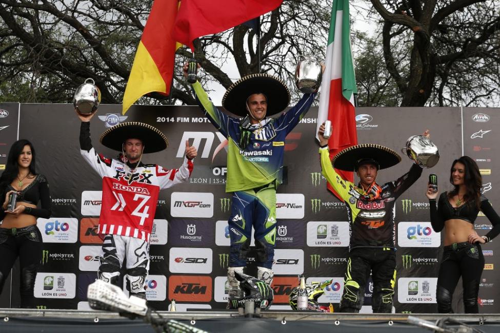 Paulin (middle) topped the podium at the final MXGP. 