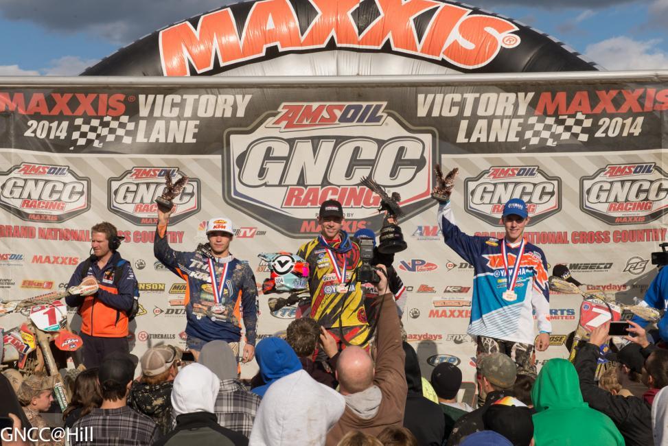 XC1 Podium: (left) Kailub Russell, Josh Strang, (right) Jordan Ashburn. Photo: Ken Hill