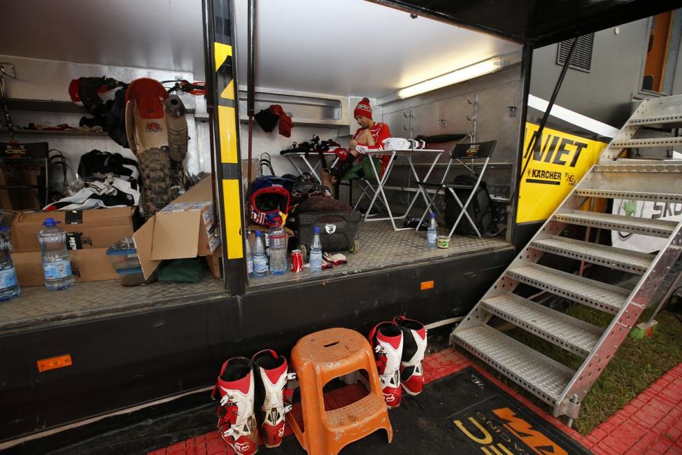 Team Canada's set-up in Latvia.  