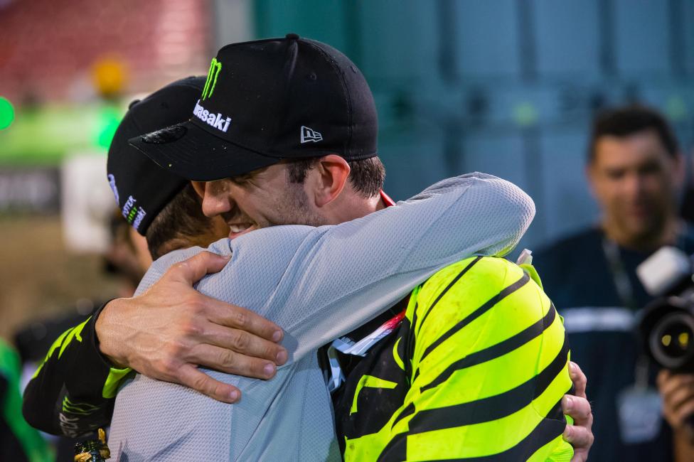 Hugs all around for Millsaps after his win.  