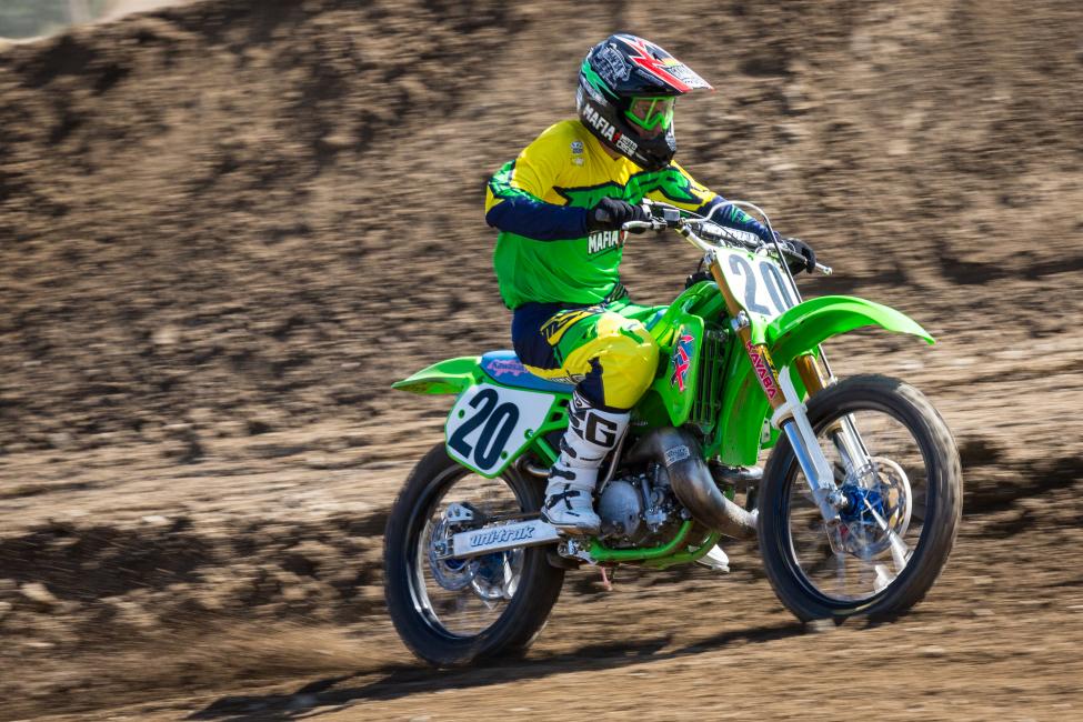 Nick Wey getting busy on the Project 90 KX250. 