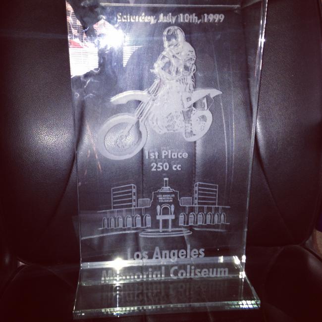 The 1999 Summercross trophy. 