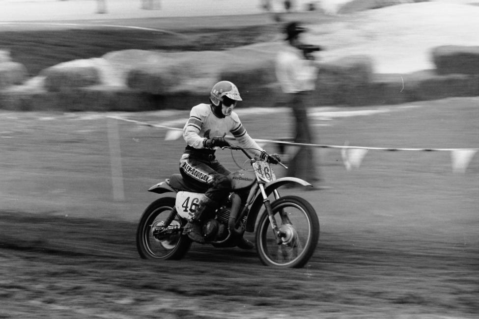 Check out Rocket Rex Staten on the Harley-Davidson dirt bike at Daytona. 
