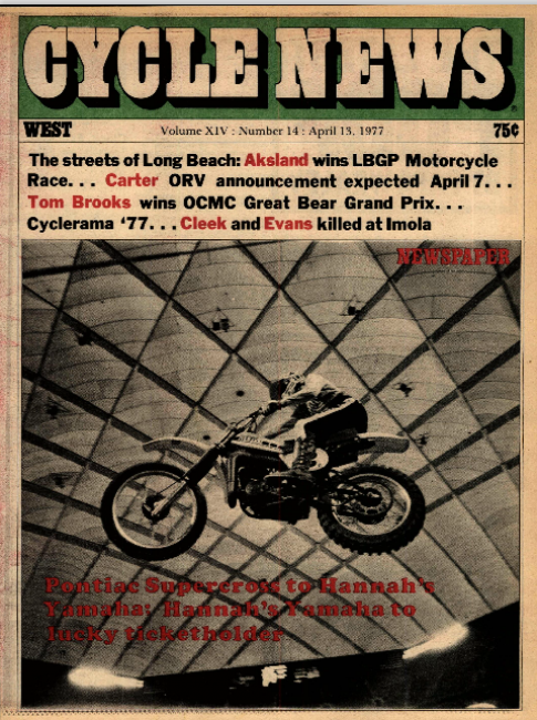 Marty Moates pins his Ossa around the outside at the muddy Atlanta SX.