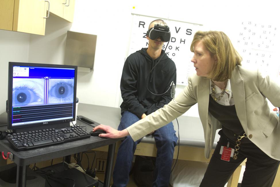 Doctor Anne Mucha conducted various vestibular assessments on McDade, including some high-tech eye movement tests. 
