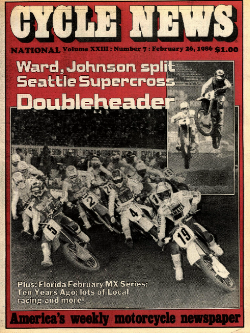 Ricky Johnson (5) and Danny Storbeck (19) grace the cover of Cycle News after the Seattle race. Three years later they would get together again, but not in such a good way.