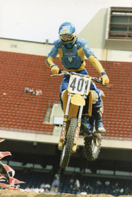 Suzuki hired defending champ Donny Schmit away from Kawasaki in 1987 in the hopes of sweeping both regions, but then the future world champion got hurt and missed the first part of the series.