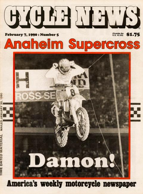 Defending champion Jeff Stanton graced the cover of the 1990 AMA/Camel Supercross program.