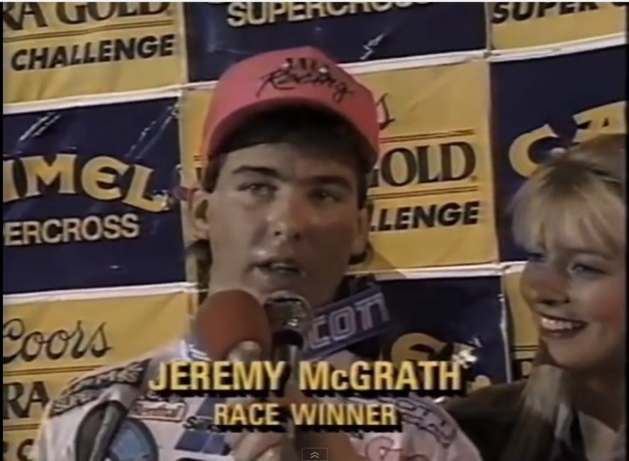 Defending champion Jeff Stanton graced the cover of the 1990 AMA/Camel Supercross program.