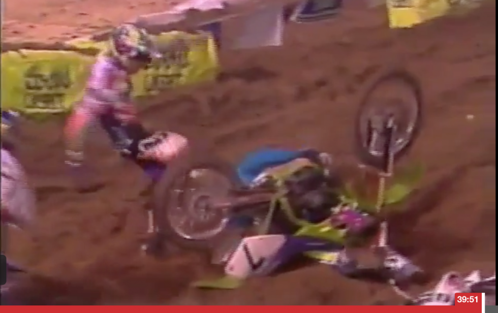 Jeremy McGrath awaits the start of the first main event at the Orlando Citrus Bowl