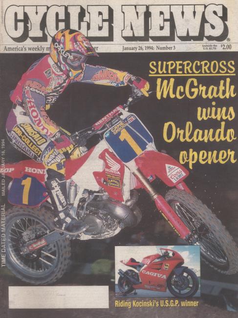 Jeremy McGrath awaits the start of the first main event at the Orlando Citrus Bowl