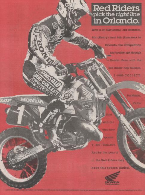 Jeremy McGrath awaits the start of the first main event at the Orlando Citrus Bowl