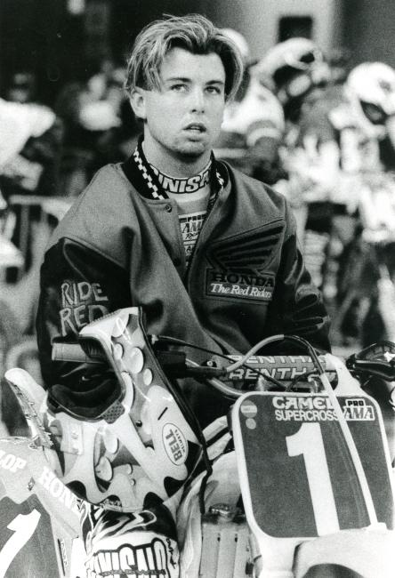 Jeremy McGrath awaits the start of the first main event at the Orlando Citrus Bowl
