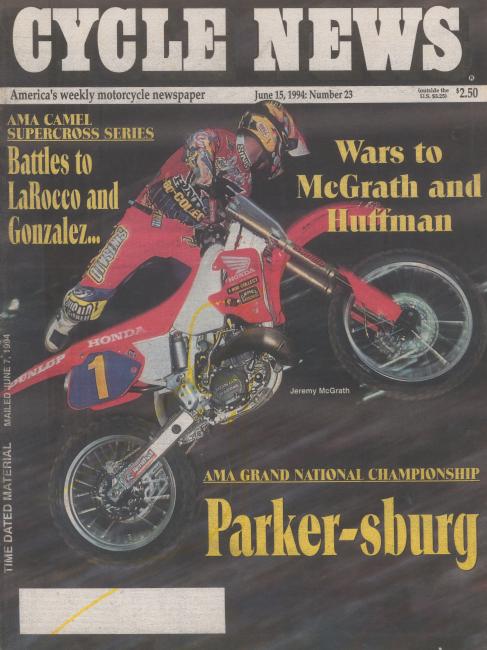 Jeremy McGrath awaits the start of the first main event at the Orlando Citrus Bowl