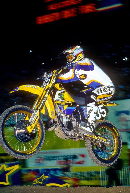 David Pingree opened his 2000 season with a win at Anaheim aboard his Primal Impulse Suzuki.