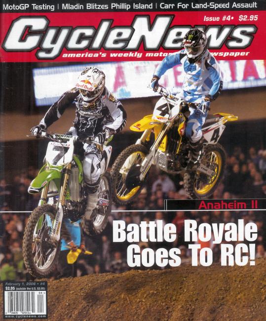 Carmichael beat Stewart at Anaheim 2 after the Kawasaki rider made a late and costly mistake.