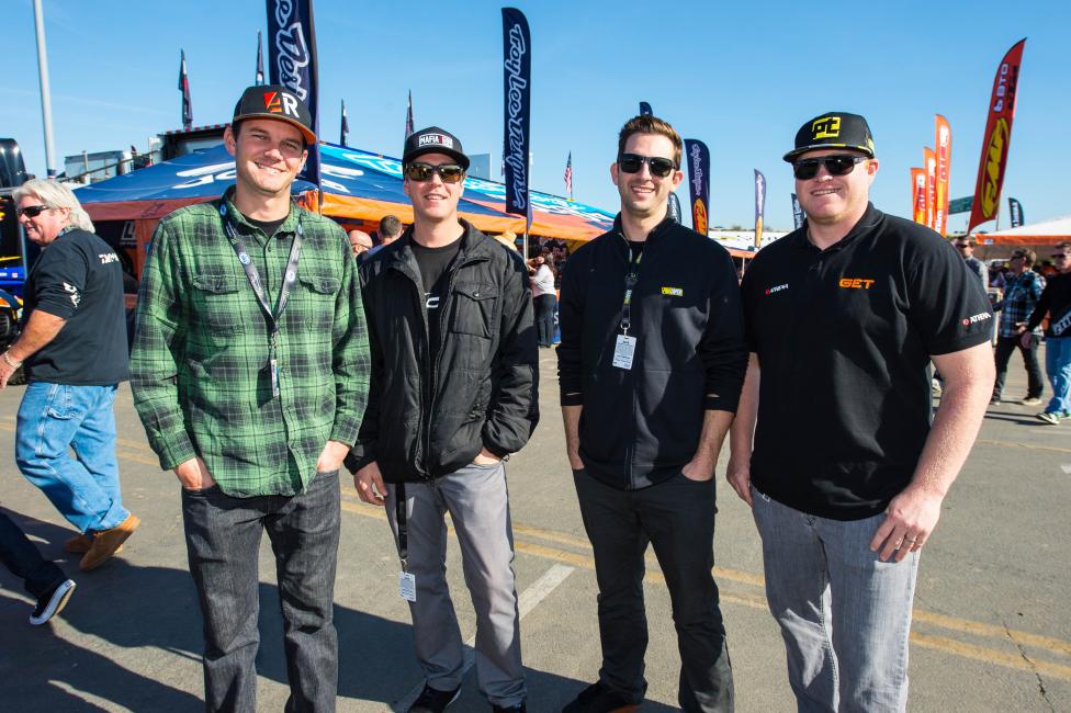 Randy Valade, Charles Castloo, Paul Perijbinos and Dan Truman—the bench-racing all-star team. 
