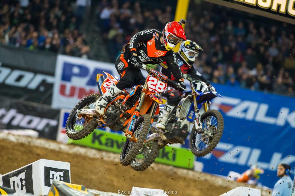 Nelson (28) and Webb (17) make for two first-time winners in two 250SX races this year.