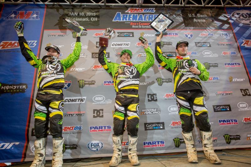 Team Babbitt's Kawasaki swept the podium in Cincinnati.