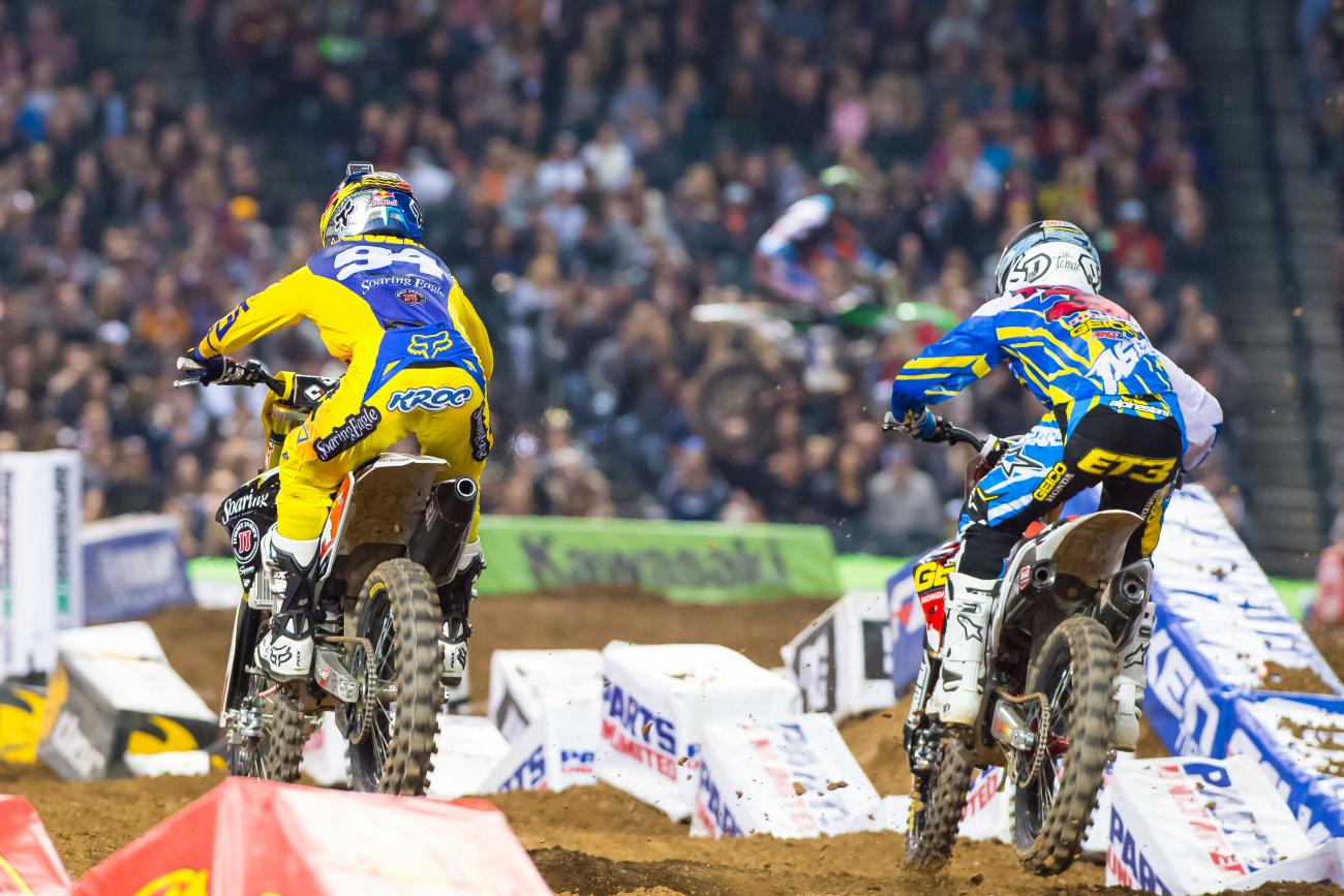 Their first true 450SX supercross battle was one for the books. 