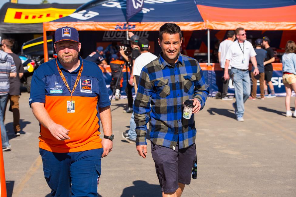 Marvin Musquin's mechanic Frank Latham (left) and Ivan 